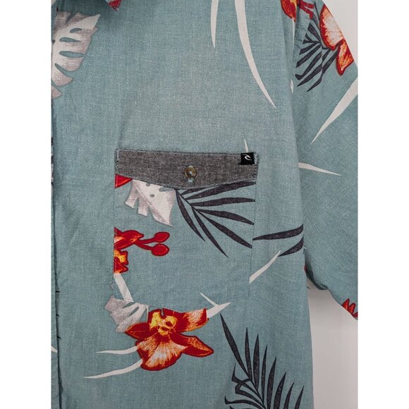 Rip Curl Hawaiian Shirt Button Up Men Size XL Standard Fit Floral Tropical Surf - Picture 5 of 9